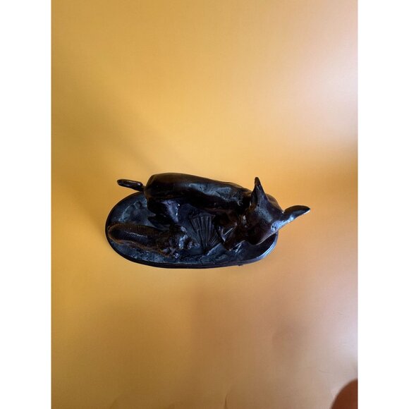 Maitland Smith Bronze Dog Sculpture Greyhound & Pekingese Dog on Base - Picture 6 of 8